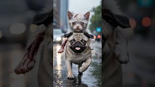 Pug Dog Saves Cat Injured in Car Accident #pug #virakshorts #trending #sad
