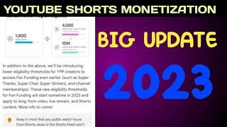 YOUTUBE SHORTS MONETIZATION BIG UPDATE 2023