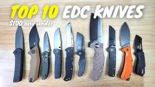 Top 10 BEST EDC Knives  ($100 and Under)