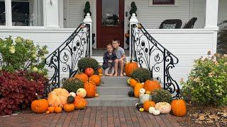 Harvesting Delicata Squash, Planting Greens & Pumpkin Display with the Kids!  // Garden Answer