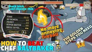 HOW TO DEFEAT CHEF SALTBAKER (easy steps) - CUPHEAD DLC GOLDEN TIPS TO DEFEAT SALTBAKER - LESS 3 MIN