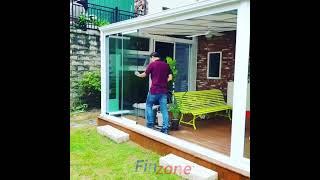 Fz30 frameless folding glass door balcony glazing system glass curtain panoramic glass wall case-525