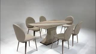 Italy Designer furniture of Longhi Marble Dining table with Leather chairs #marbletable #furniture