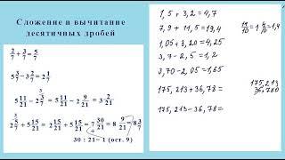 6 класс. Сложение и вычитание десятичных дробей