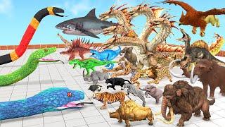 Reptiles Battle - Revolt of Giant Titanoboa vs Wild Animals vs Dinosaurs Animal Revolt Battle Simul