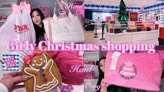 COME CHRISTMAS SHOPPING WITH ME + HAUL | Burlington, Ross, Tjmaxx, & BBW (pink girly Christmas) ️