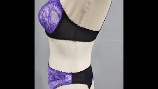 Purple Eyelash Lace Lingerie Set with Garter