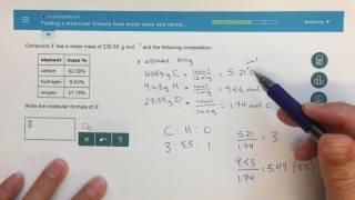 ALEKS - Finding a Molecular Formula from Molar Mass and Elemental Analysis