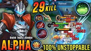 29 Kills!! OP LifeSteal Alpha + Revitalize META 100% Unstoppable!! - Build Top 1 Global Alpha ~ MLBB