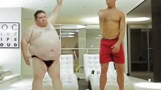 Cristiano Ronaldo learning some new moves with Fat Guy 