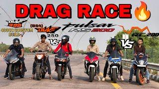 FASTEST COUSTOM BUILD 400CC VS FASTEST PULSAR RS200×3 VS KTM RC200 VS KTM DUKE 250||DRAG RACE ||