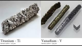 Titanium - Ti vs Vanadium - V Comparing Element attributes Atoms