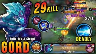 29 Kills + SAVAGE!! Gord Best Build and Emblem!! - Build Top 1 Global Gord ~ MLBB