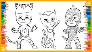 Coloring PJ Masks Catboy, Gekko & Owlette | How To Color, Easy Coloring, Painting & Drawing