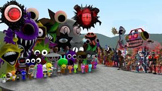 ALL SPRUNKI PHASES VS ALL FNAF 1-10 ANIMATRONICS In Garry's Mod!