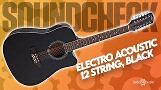 SOUNDCHECK Dreadnought 12 String Electro Acoustic Guitar by Gear4music, Black | Gear4music Guitars