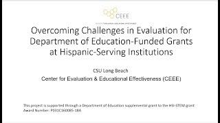 Overcoming Challenges in Evaluation for Department of Education-Funded Grants at HSIs