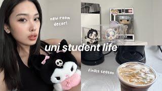 Uni Student Vlog Studying for finals, new room decor, Labubu & Monday Bruce blind box unboxings!