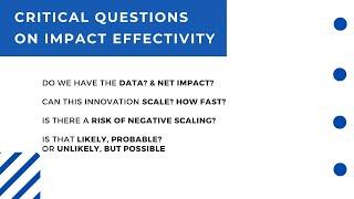 1 Understanding Impact: Effectivity - 1 HOUR - Investible Impact Innovations - Free 5 part course