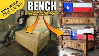 Time Lapse - DIY Outdoor Bench w/ HIDDEN STORAGE Build (Start To Finish)