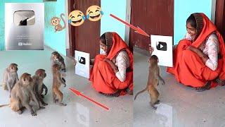 Silver Play Button Vanar Sena Funny Reaction|Congratulations To All Our Feeding Monkeys Family 