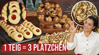 1 Dough - 3 Christmas Cookies / Bake different Cookies - Delicious, Simple, Quick / Cookie Plate