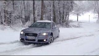 Audi A8 Quattro 4.2 V8 vs. BMW X5 Snow Ice Uphill Test