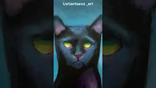 Cat painting#black cat painting#Художник Татьяна Устьянцева#Tatiana Ustiantseva Art