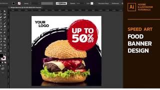 Basic Food Banner Design [Speed Art] Adobe Illustrator Tutorials