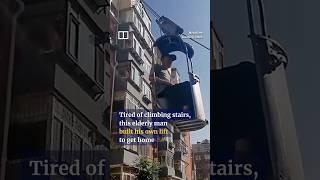 Tired of stairs, Chinese man builds DIY lift but is later forced to remove it #shorts