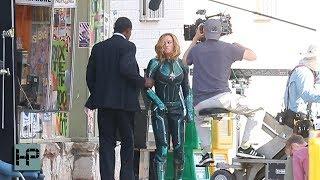 Brie Larson and Samuel L. Jackson (Young Nick Fury) Film Scene for 'Captain Marvel'