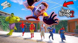 Franklin and Avengers Fight With Hello Neighbor 2 (THE END) gtav !#2| GTAV Avengers | A.K GAME WORLD