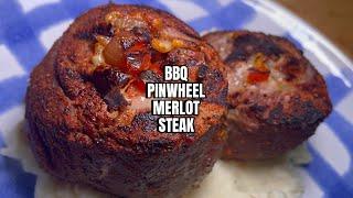  BBQ Steak Pinwheels on Charcoal Grill | Stuffed Merlot Steak with Provolone, Peppers & Onion 