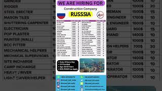 Hiring for Russia  || construction workers & labour work in Russia  || abroad job wala