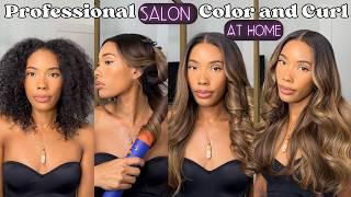 Professional Salon Color and Curl At Home | NEW Brown Balayage Glueless Wig |LovelyBryana