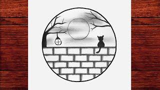 Basit Karakalem Manzara Resmi Çizimi - Çizim Mektebi Kolay Karakalem Çizimleri - Landscape Drawing