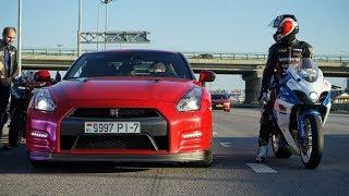 NISSAN GTR против МОТОЦИКЛА! ОТМОРОЖЕННЫЕ!