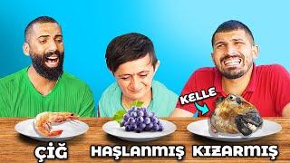 ÇİĞ HAŞLANMIŞ KIZARMIŞ CHALLENGE !! (Kelle,Karides...) @SefaKndr @emregull