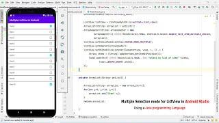 Multiple Selection mode for ListView in  Android Studio  using a Java programming language