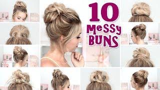 10 MESSY BUNS pour la RENTREE  Tuto coiffure: chignon rapide, facile