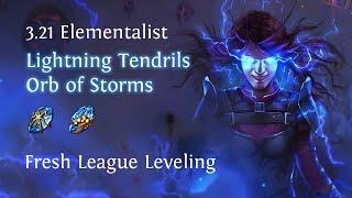 PoE 3.21 SSFSC (3:58) Fresh League,Leveling Elementalist Lightning Tendrils/Orb of Storms.