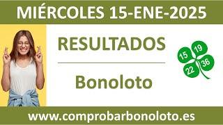 Resultado del sorteo Bonoloto del miercoles 15 de enero de 2025