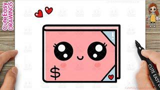 How to Draw a Cute Money Wallet Easy Step-By-Step Drawing and Coloring for Kids and Toddlers