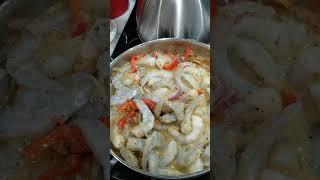 Making Shrimp scampi with coconut milk