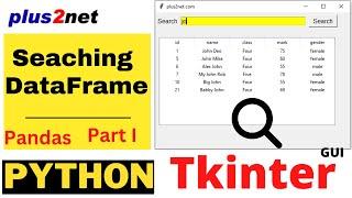 Tkinter interface to search and filter Pandas DataFrame and display rows in Treeview