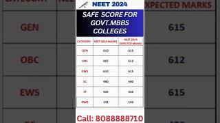 NEET 2024  Safe Score to get Government MBBS Seat through AIQ 15% Counseling #shorts #viral #neet