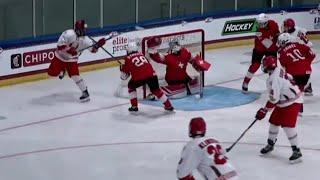 Dmitri Kuzmin lacrosse goal - 2021 IIHF Ice Hockey U18 World Championship