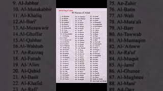 99 names of Allah