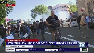 Tear gas deployed as protesters gather at Portland ICE facility after ‘No Kings’ march