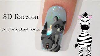 3D Raccoon Acrylic Nail Art Tutorial | Cute Woodland Series | GIVEAWAY Winners